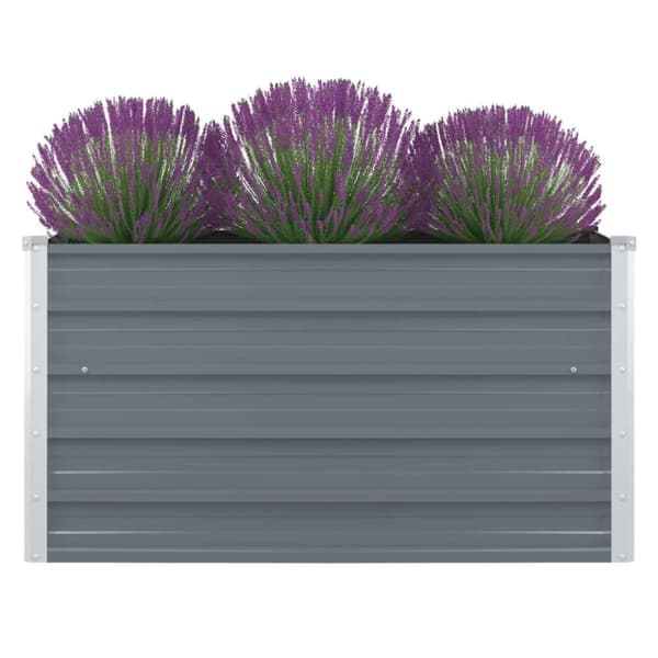 vidaXL Odlingslåda 100x100x45 cm galvaniserat stål grå -  Krukor & odlingslådor