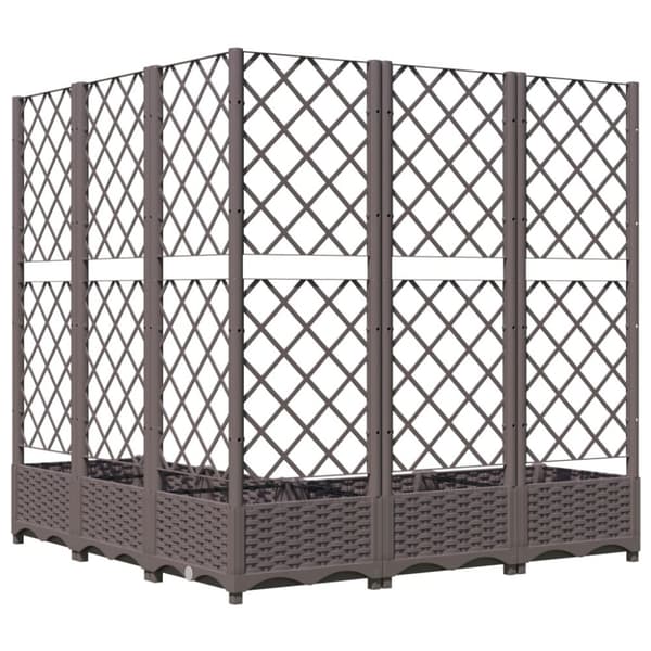 vidaXL plantekasse med espalier 120x120x121,5 cm PP brun -  Plantekrukker