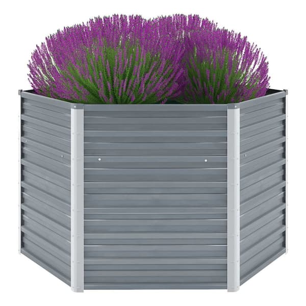vidaXL forhøjet plantekasse 129x129x77 cm galvaniseret stål grå -  Plantekrukker