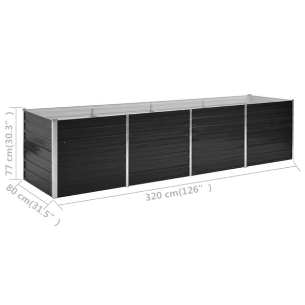 vidaXL Odlingslåda upphöjd antracit 320x80x77 cm galvaniserat stål -  Krukor & odlingslådor