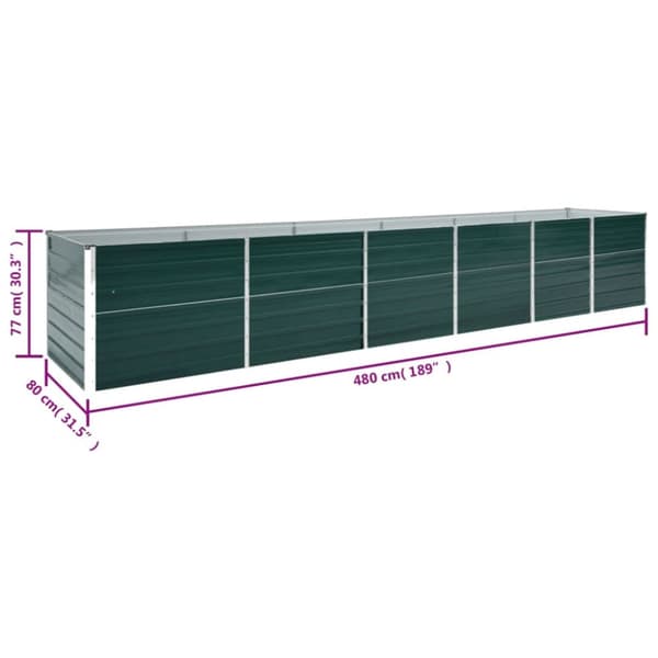 vidaXL forhøjet plantekasse 480x80x77 cm galvaniseret stål grøn -  Plantekrukker