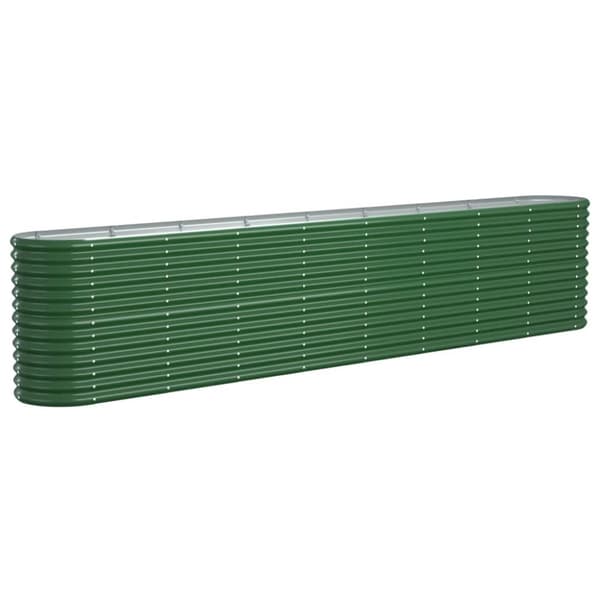 vidaXL Odlingslåda pulverlackerat stål 332x40x68 cm grön -  Krukor & odlingslådor