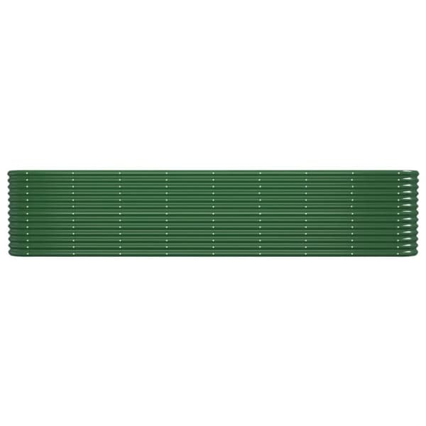 vidaXL Odlingslåda pulverlackerat stål 332x40x68 cm grön -  Krukor & odlingslådor
