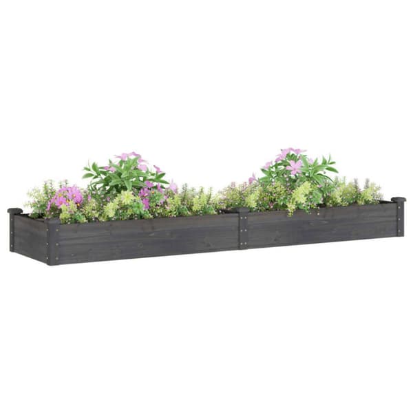 vidaXL Odlingslåda med foder grå 240x60x25 cm massivt granträ - Krukor & odlingslådor