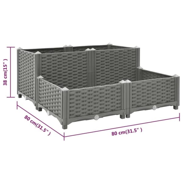 vidaXL højbed 80x80x38 cm polypropylen - Plantekrukker