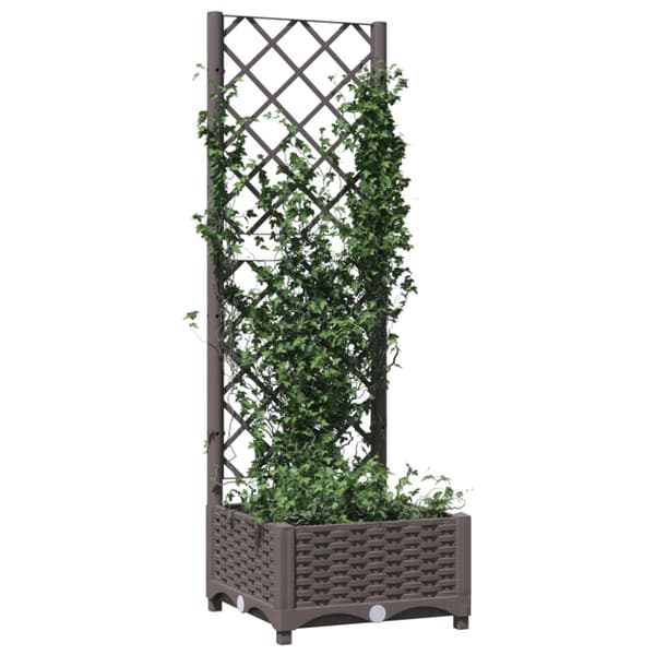 vidaXL Odlingslåda med spaljé brun 40x40x121,5 cm PP -  Krukor & odlingslådor