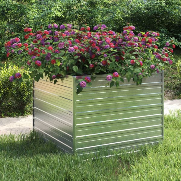 vidaXL højbed 100x100x77 cm galvaniseret stål sølvfarvet - Plantekrukker