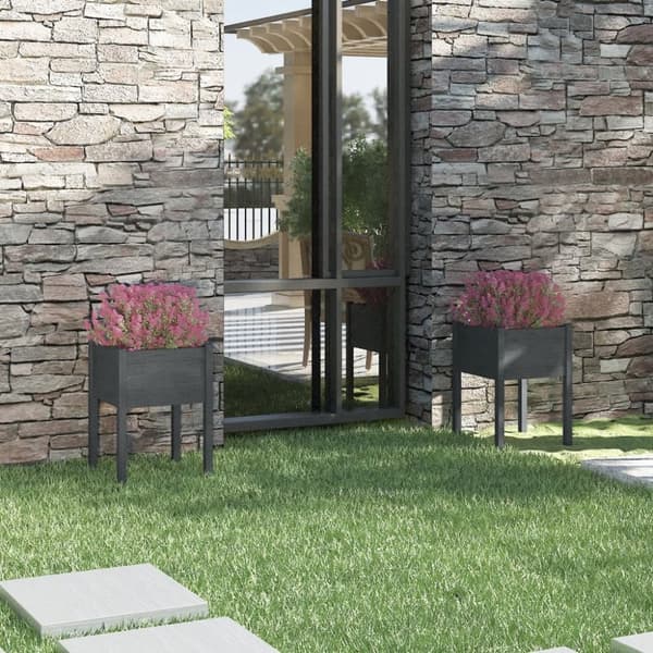 vidaXL plantekasser 2 stk. 50x50x70 cm massivt fyrretræ grå -  Plantekrukker