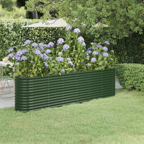 vidaXL plantekasse 260x40x68 cm pulverlakeret stål grøn -  Plantekrukker