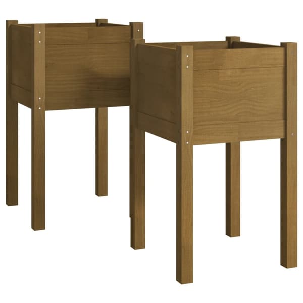 vidaXL plantekasser 2 stk. 40x40x70 cm massivt fyrretræ gyldenbrun -  Plantekrukker