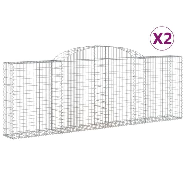 vidaXL Gabioner bågformade 2 st 300x30x100/120 cm galvaniserat järn -  Krukor & odlingslådor