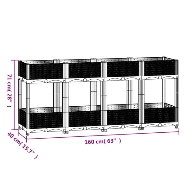 vidaXL højbed 160x40x71 cm polypropylen -  Plantekrukker