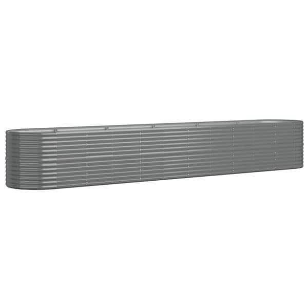 vidaXL plantekasse 440x80x68 cm pulverlakeret stål grå - Plantekrukker