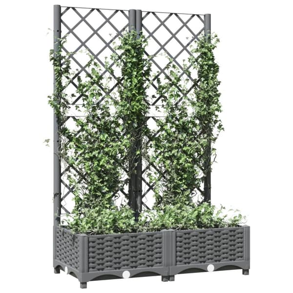 vidaXL Odlingslåda med spaljé ljusgrå 80x40x121,5 cm PP -  Krukor & odlingslådor