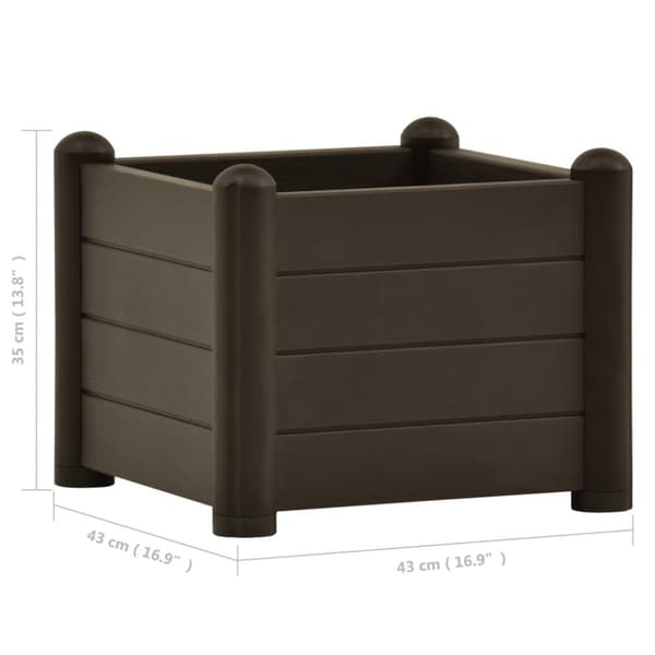 vidaXL højbed 43x43x35 cm PP mokkafarvet -  Plantekrukker