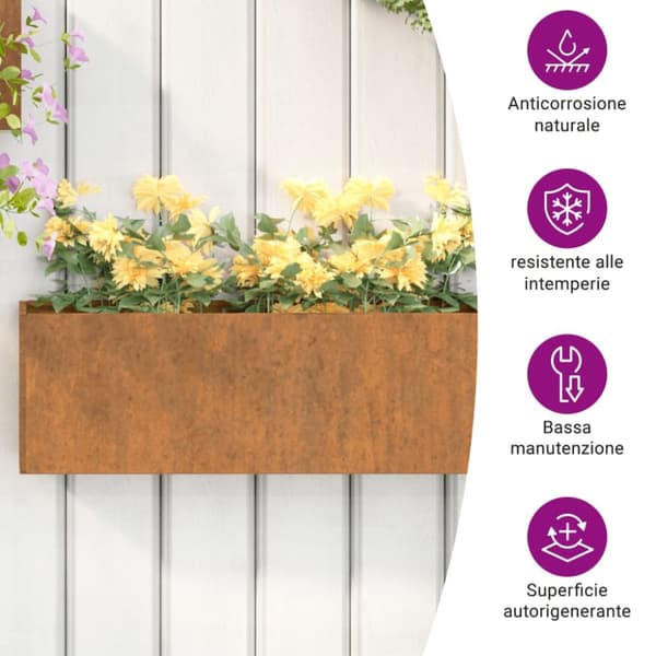vidaXL væghængte plantekasser 2 stk. 53x10x17 cm cortenstål rustfarvet -  Plantekrukker
