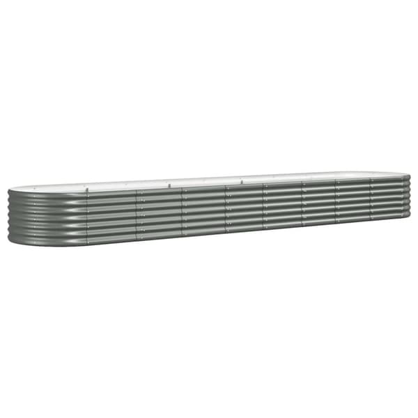 vidaXL plantekasse 368x80x36 cm pulverlakeret stål grå -  Plantekrukker