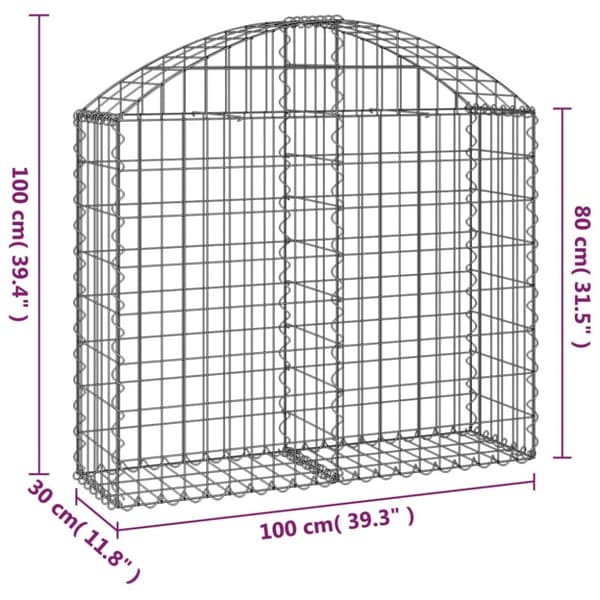 vidaXL Kaareva kivikori 100x30x80/100 cm galvanoitu rauta -  Kukkaruukut & istutuslaatikot