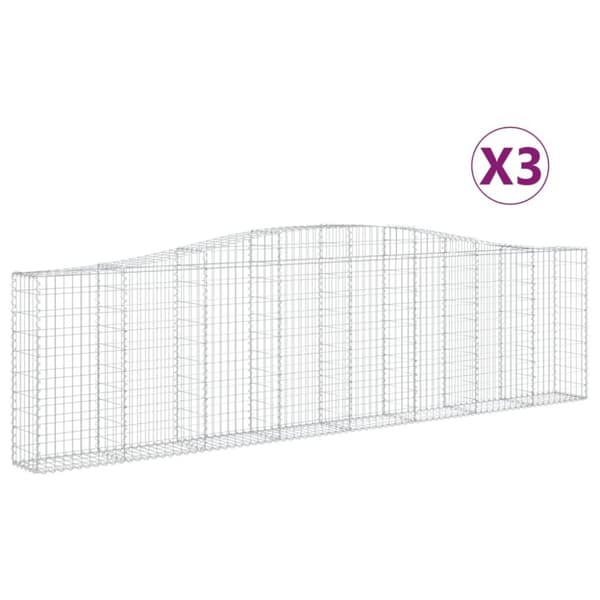 vidaXL buede gabionkurve 3 stk. 400x30x100/120 cm galvaniseret jern -  Plantekrukker