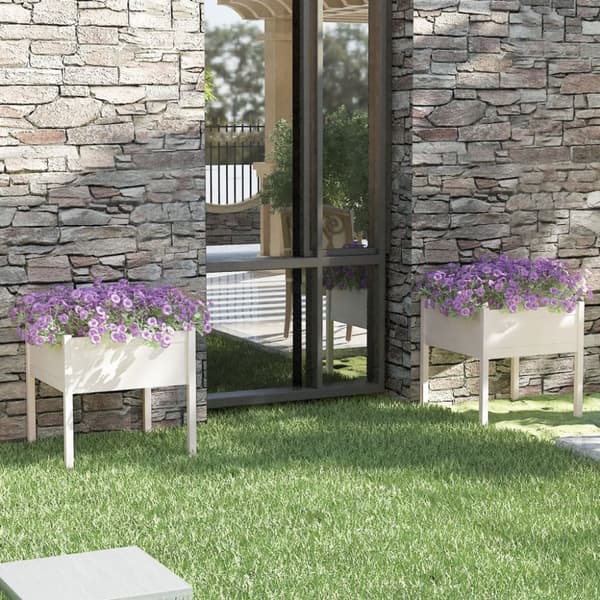 vidaXL plantekasser 2 stk. 70x70x70 cm massivt fyrretræ hvid -  Plantekrukker