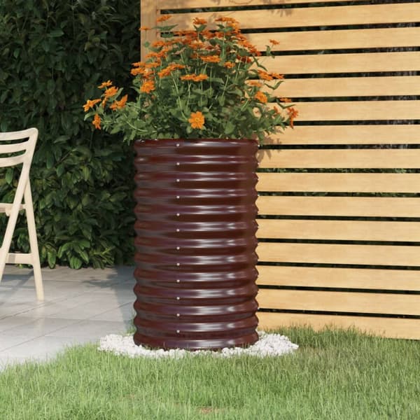 vidaXL Odlingslåda pulverlackerat stål 40x40x68 cm brun -  Krukor & odlingslådor