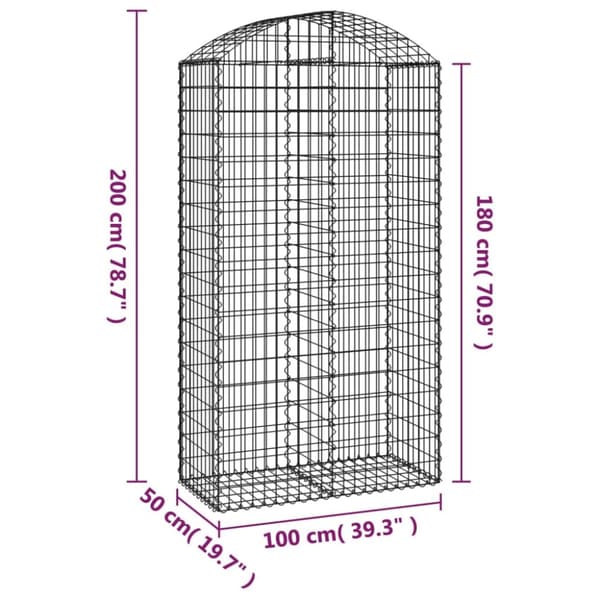 vidaXL Kaareva kivikori 100x50x180/200 cm galvanoitu rauta -  Kukkaruukut & istutuslaatikot