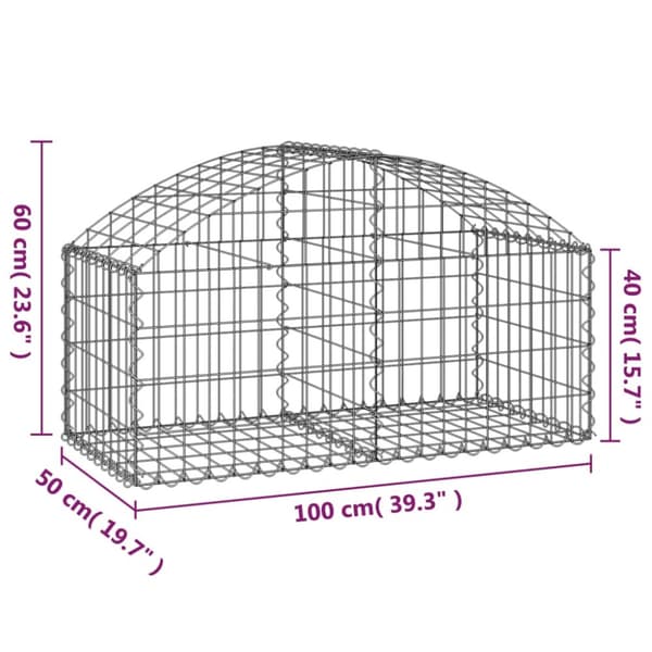 vidaXL buet gabionkurv 100x50x40/60 cm galvaniseret jern -  Plantekrukker