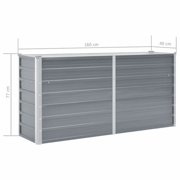 vidaXL Odlingslåda upphöjd galvaniserat stål 160x40x77 cm grå - Krukor & odlingslådor