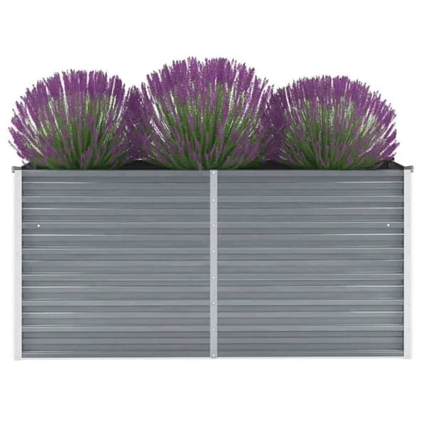 vidaXL Odlingslåda upphöjd galvaniserat stål 160x40x77 cm grå - Krukor & odlingslådor