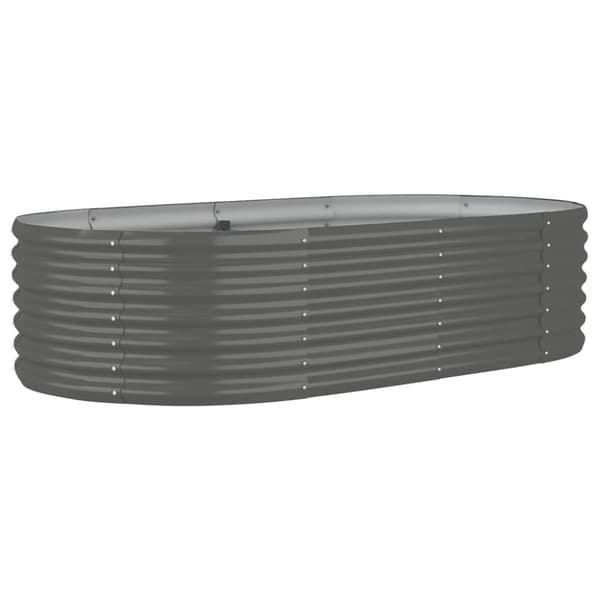vidaXL Korotettu kukkalaatikko jauhemaalattu teräs 152x80x36 cm harmaa -  Kukkaruukut & istutuslaatikot