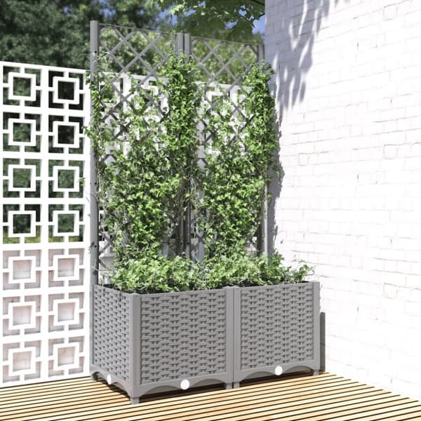 vidaXL plantekasse med espalier 80x40x136 cm PP lysegrå -  Plantekrukker