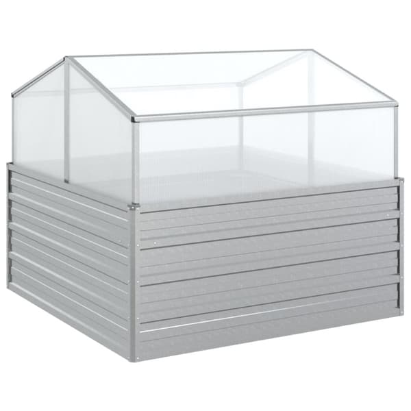 vidaXL højbed med drivhus 100x100x85 cm sølvfarvet -  Plantekrukker