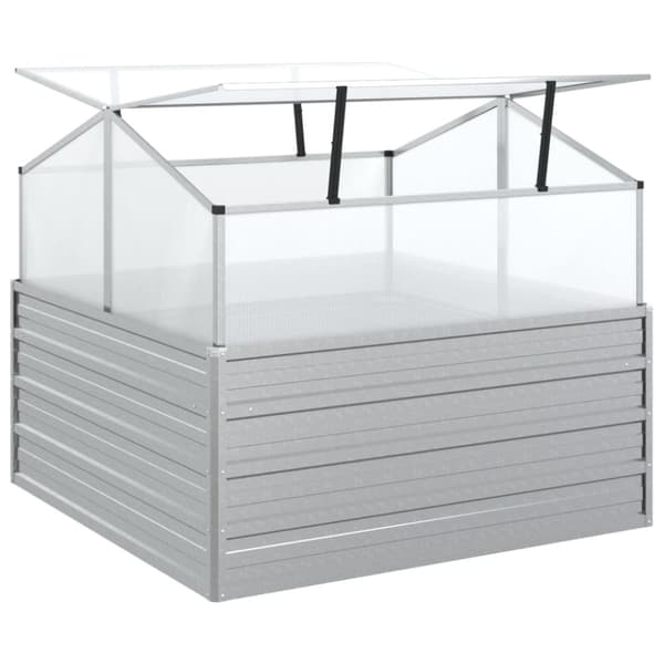 vidaXL højbed med drivhus 100x100x85 cm sølvfarvet -  Plantekrukker