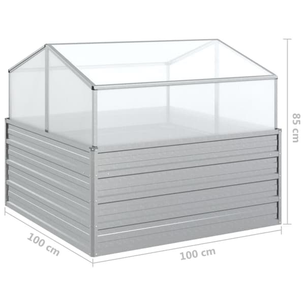 vidaXL højbed med drivhus 100x100x85 cm sølvfarvet -  Plantekrukker