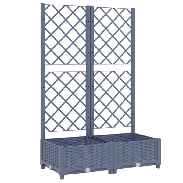vidaXL Odlingslåda med spaljé mörkgrå 80x40x121,5 cm PP - Krukor & odlingslådor
