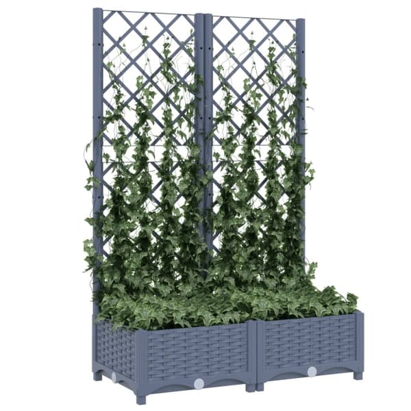 vidaXL Odlingslåda med spaljé mörkgrå 80x40x121,5 cm PP - Krukor & odlingslådor