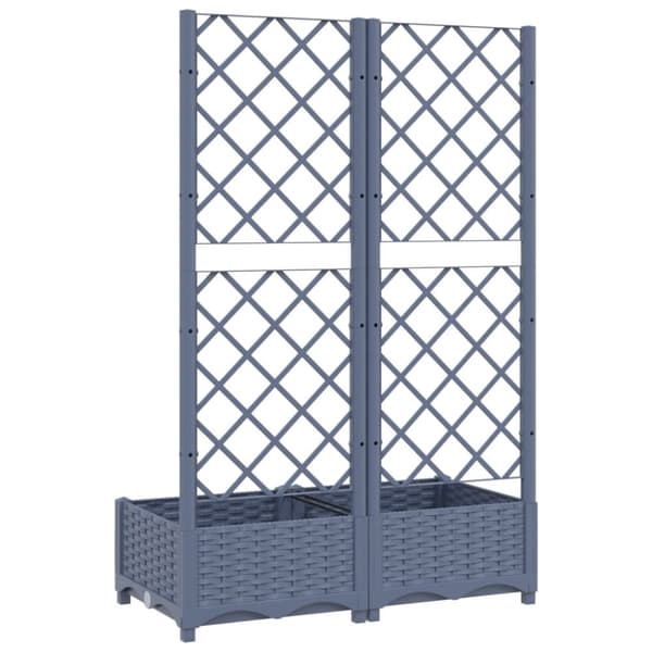vidaXL Odlingslåda med spaljé mörkgrå 80x40x121,5 cm PP - Krukor & odlingslådor