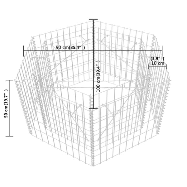 vidaXL sekskantet gabion-højbed 100x90x50 cm - Plantekrukker