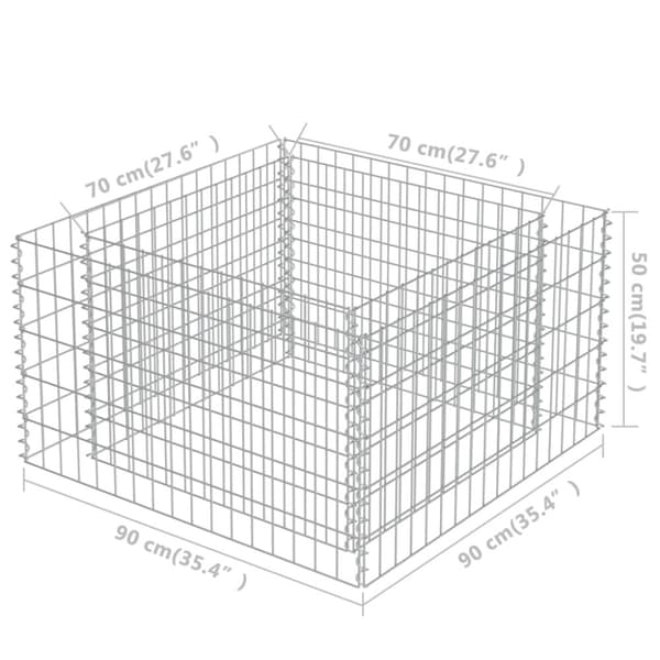 vidaXL Planteringsgabion upphöjd galvaniserat stål 90x90x50 cm -  Krukor & odlingslådor