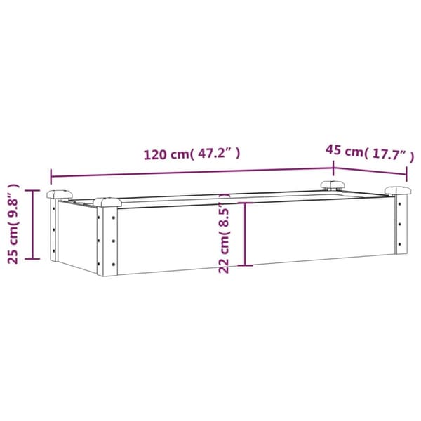vidaXL højbed med foring 120x45x25 cm massivt fyrretræ - Plantekrukker