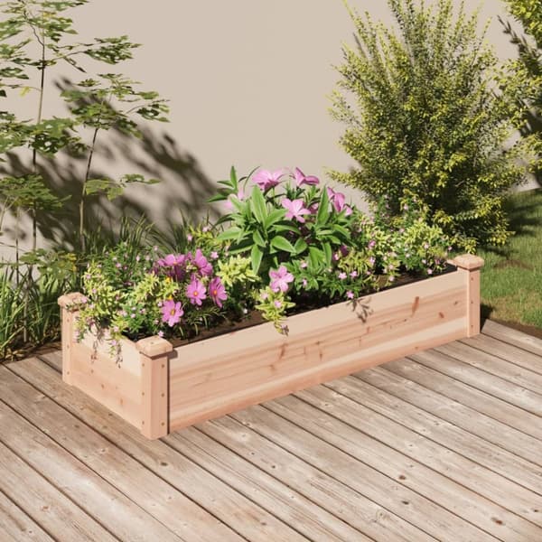 vidaXL højbed med foring 120x45x25 cm massivt fyrretræ - Plantekrukker