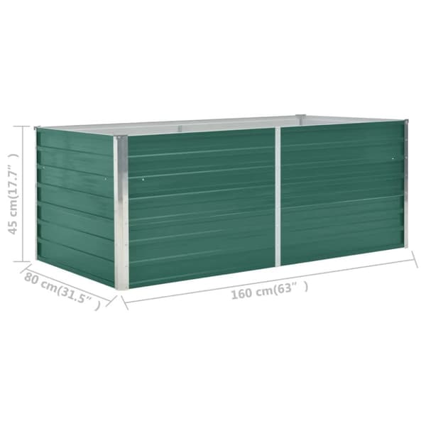 vidaXL hævet blomsterbed 160 x 80 x 45 cm galvaniseret stål grøn - Plantekrukker
