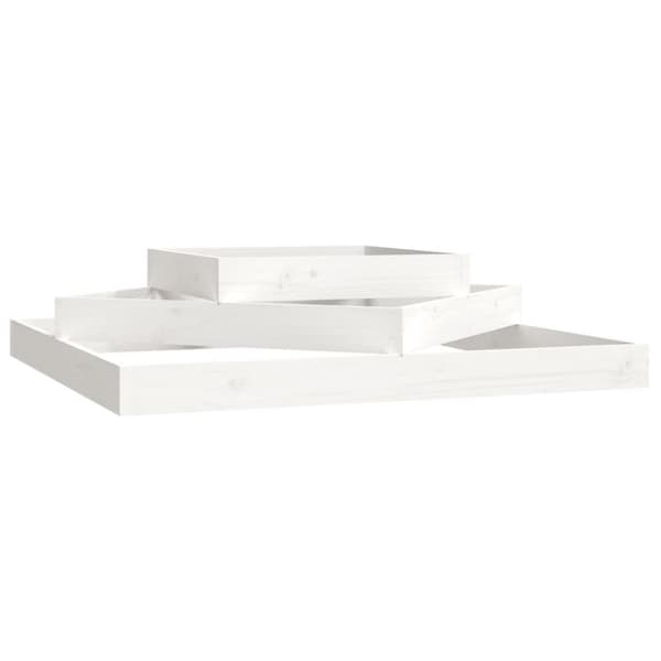vidaXL plantekasse 112x112x27 cm massivt fyrretræ hvid -  Plantekrukker