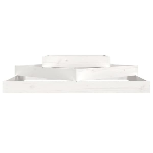 vidaXL plantekasse 112x112x27 cm massivt fyrretræ hvid -  Plantekrukker