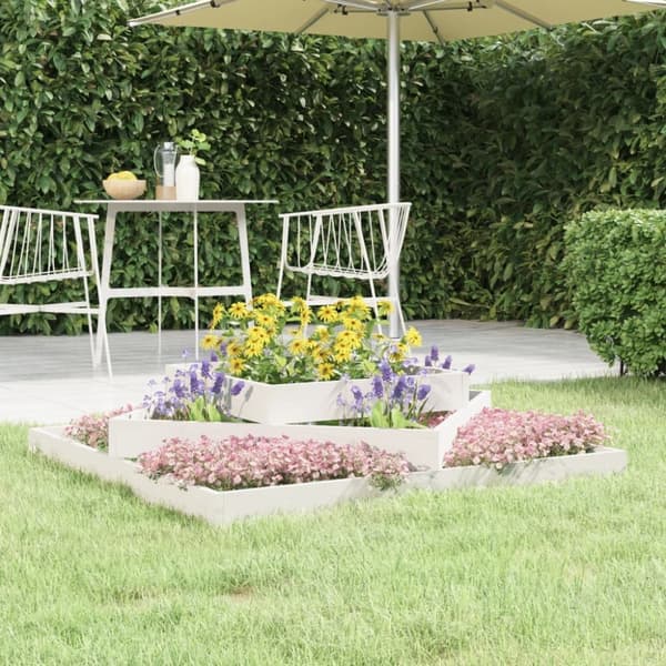 vidaXL plantekasse 112x112x27 cm massivt fyrretræ hvid -  Plantekrukker