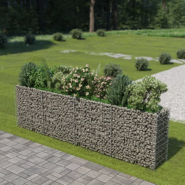 vidaXL Planteringsgabion upphöjd galvaniserat stål 360x50x100 cm -  Krukor & odlingslådor