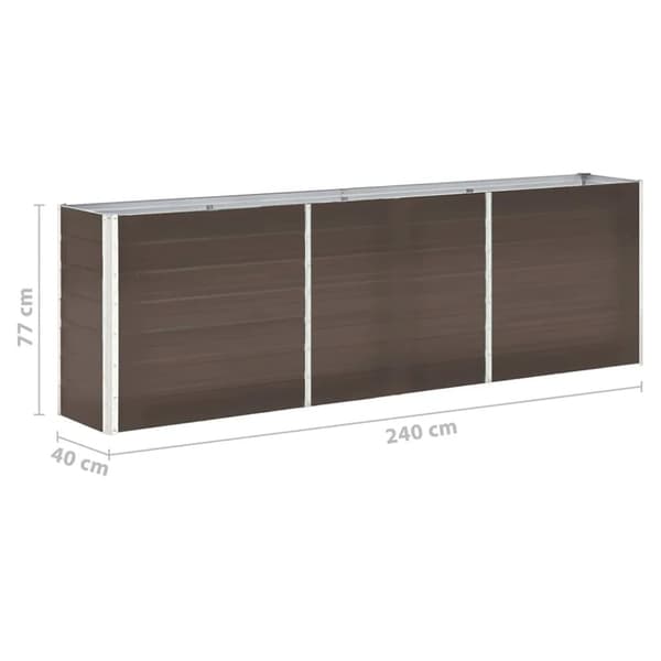 vidaXL Korotettu kukkalaatikko galvanoitu teräs 240x40x77 cm ruskea -  Kukkaruukut & istutuslaatikot