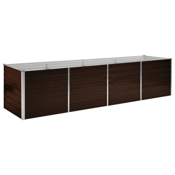 vidaXL hævet plantekasse 320x80x77 cm galvaniseret stål brun - Plantekrukker