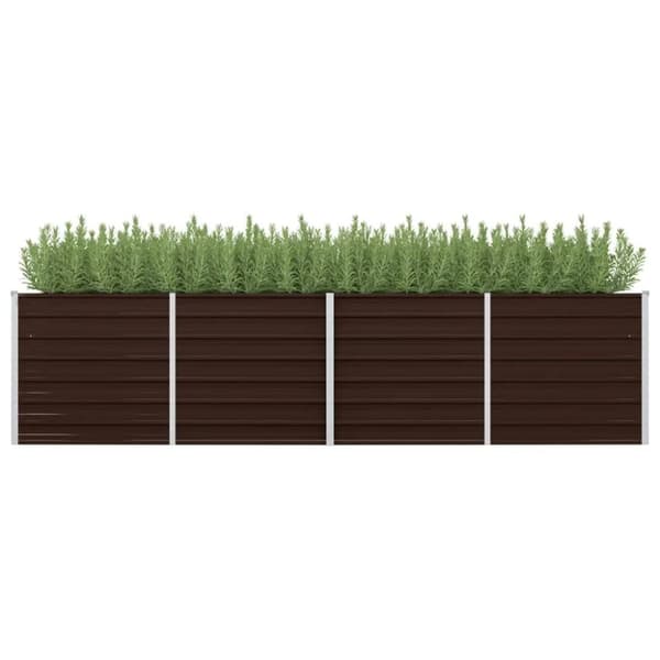vidaXL hævet plantekasse 320x80x77 cm galvaniseret stål brun - Plantekrukker