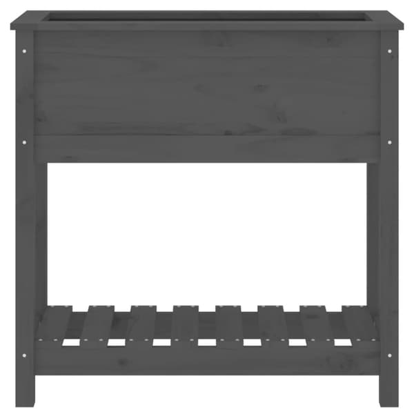 vidaXL plantekasse med hylde 82,5x34,5x81 cm massivt fyrretræ grå -  Plantekrukker